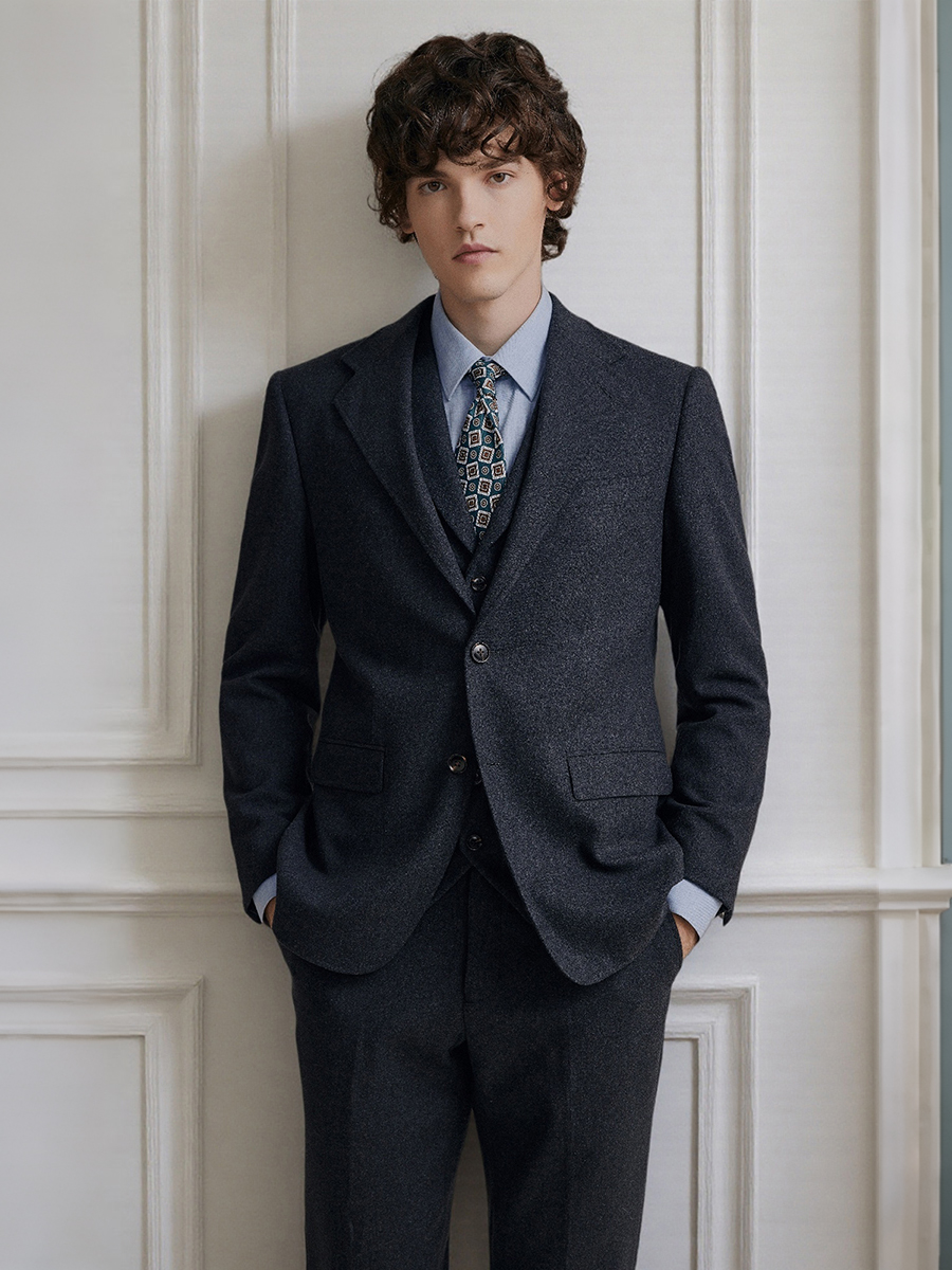Men'S Formal Wear In Winter - Premium Grey 55% Wool Men's Suit
