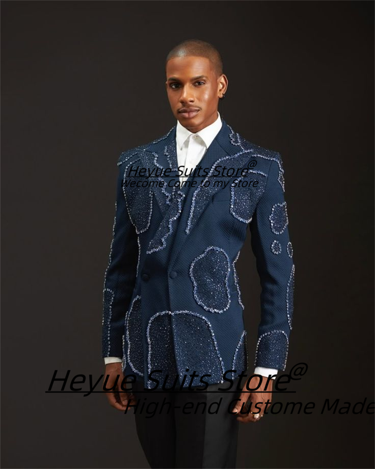 Men Formal Wear Wedding - Gorgeous Crystal Embroidery Groom Wedding Tuxedos