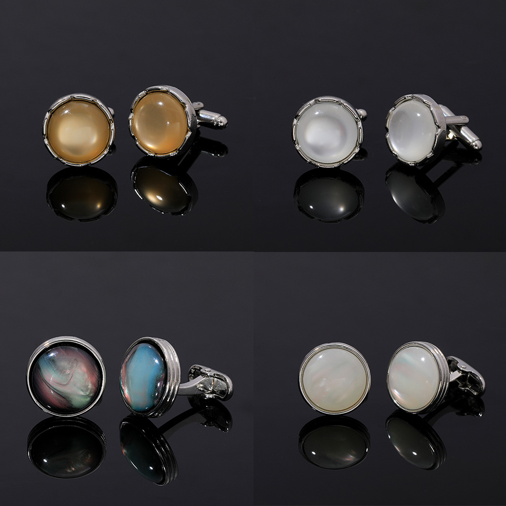 Men'S Formal Style - Round Crystal Cufflinks for Men French
