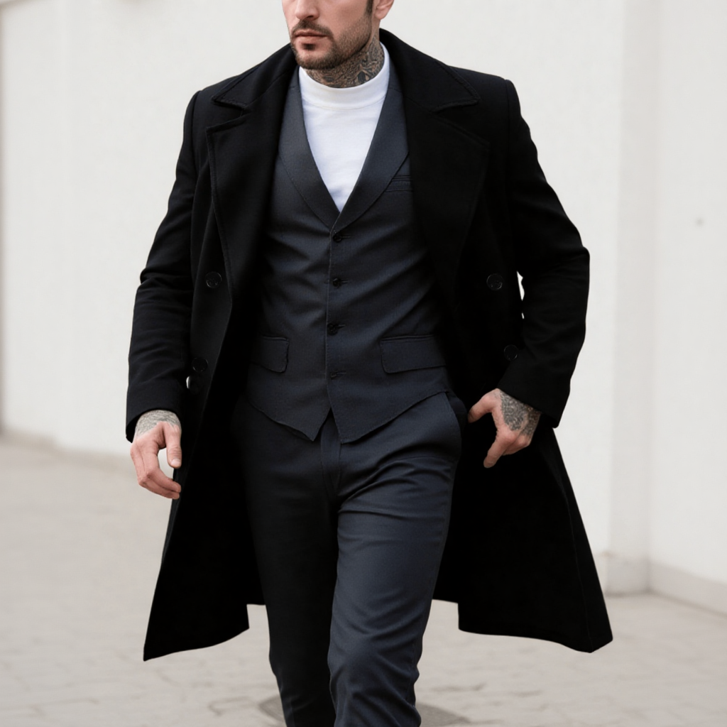 Men'S Formal Wear In Winter - Men's Classic Double-Breasted Woolen Overcoat Formal