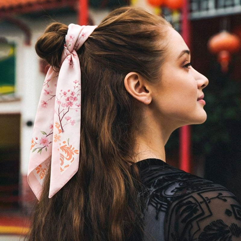 Silk Tie Woven - Fashion Women Silk Satin Skinny Scarf