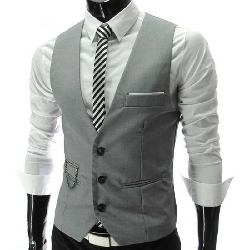 Men Formal Wear Vest - 2025 New Grey Dress Vests Slim