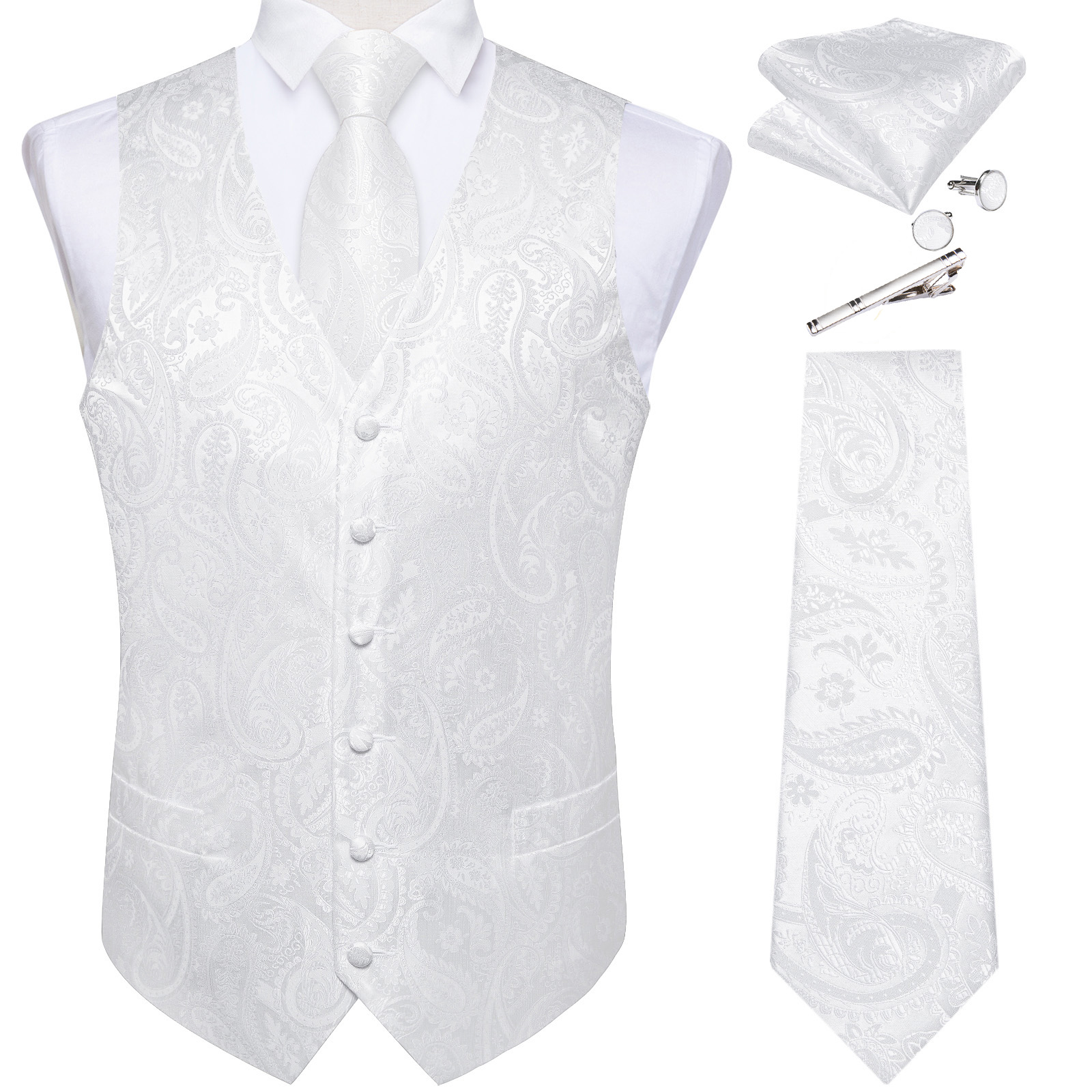 Men Formal Wear Vest - Pure White Wedding Vest for Man