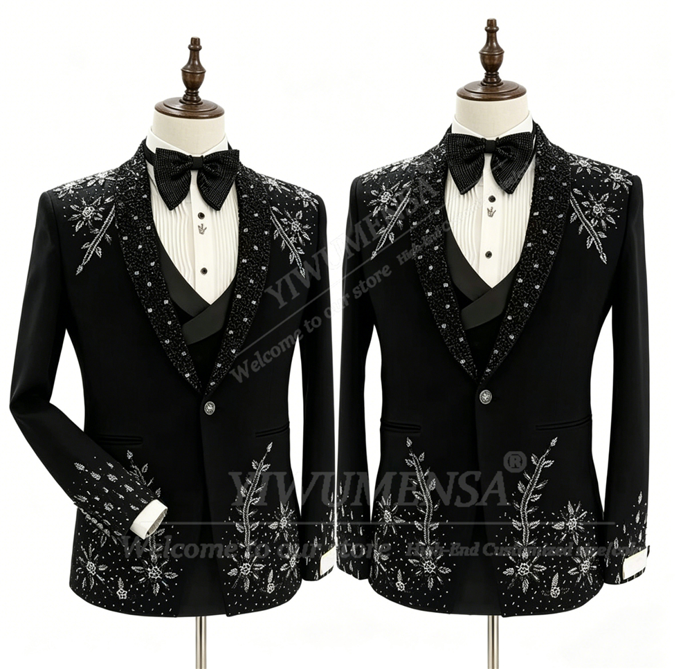 Formal Wear For Men In Wedding - Brilliant Crystals Beading Suit Men Formal