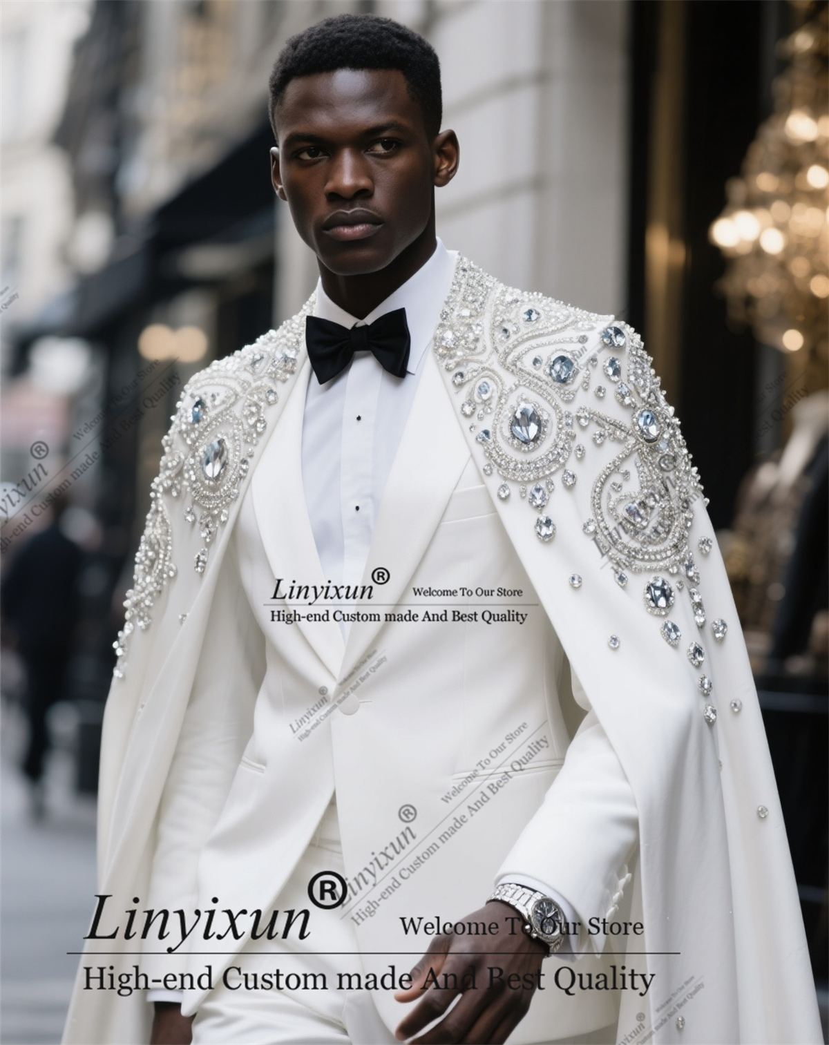 Formal Wear For Men In Wedding - High-end Fashion Diamond Men Suit Beaded