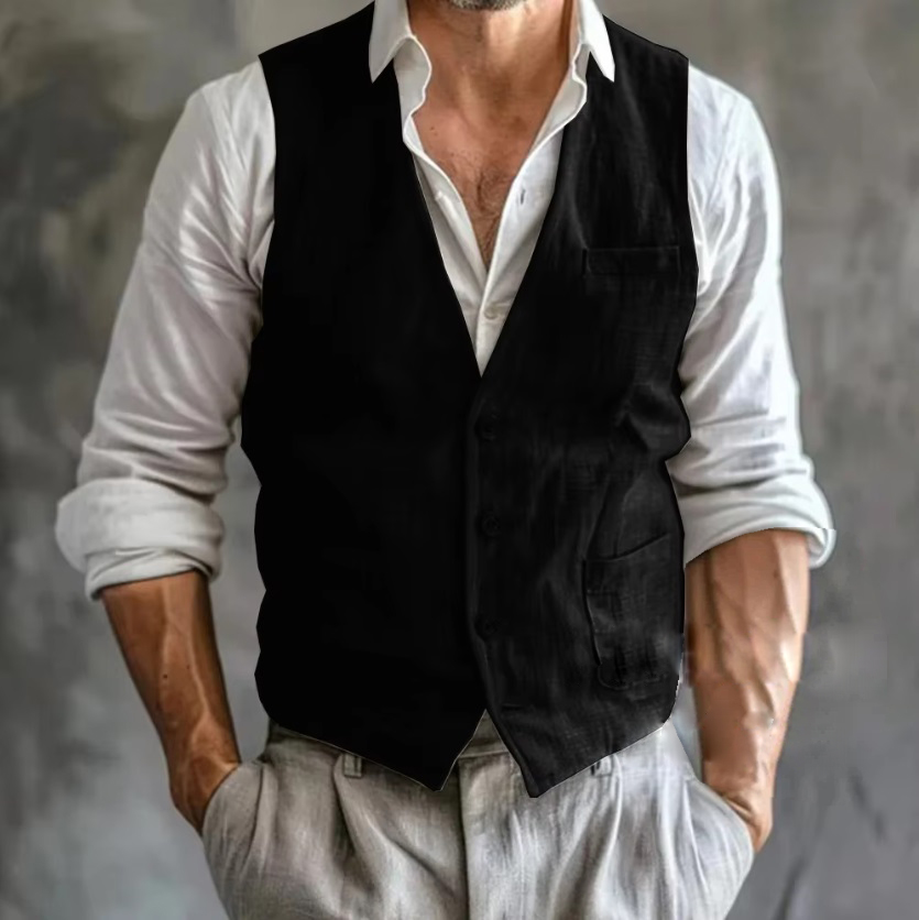Men's Linen Vest Summer Male G - Men Formal Wear Vest のレビューと価格