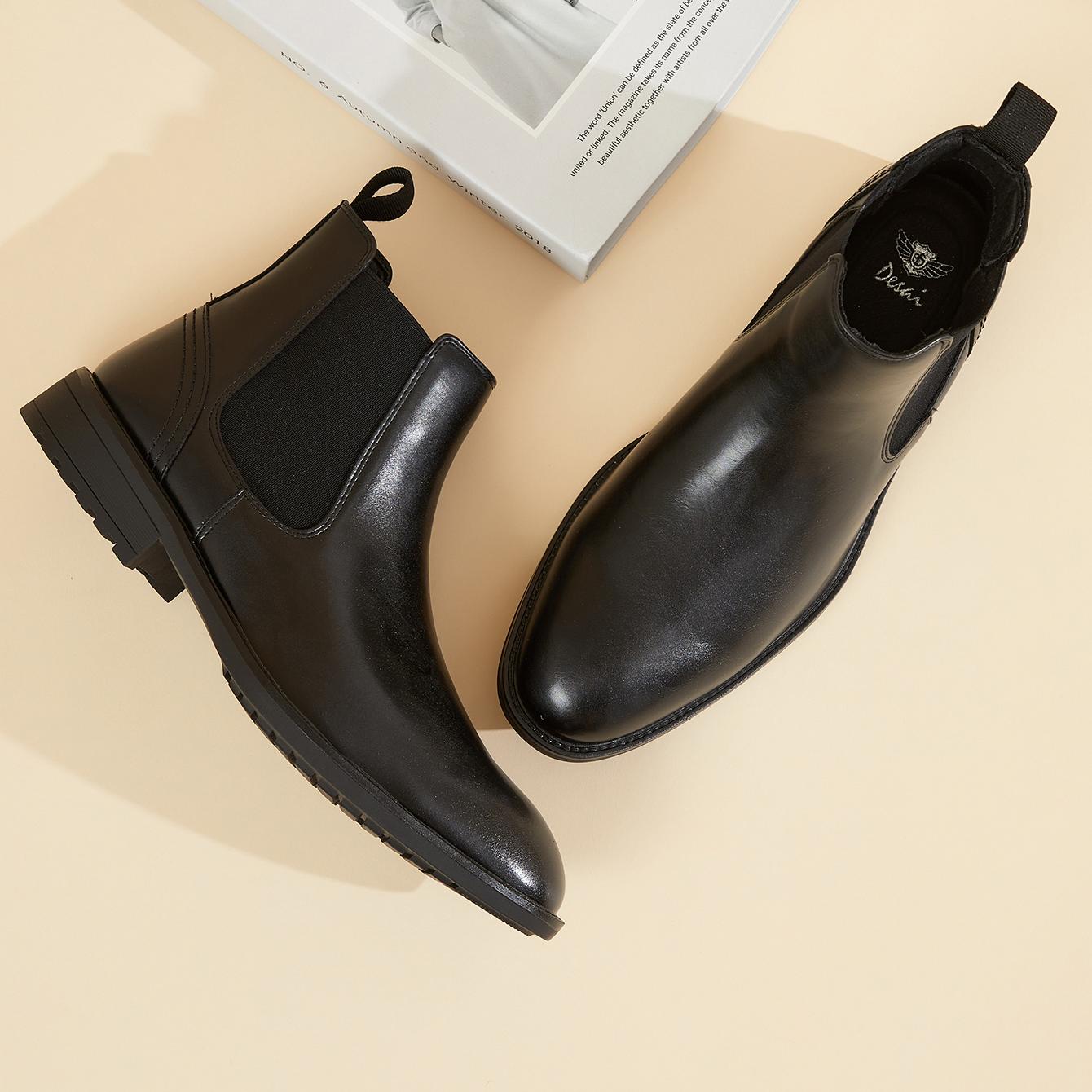Men Leather Chelsea Boots Slip - Men'S Formal Style のレビューと価格