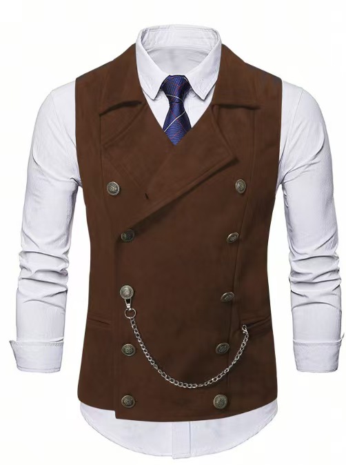 Men's Double Breasted Vest wit - Men Formal Wear Vest のレビューと価格