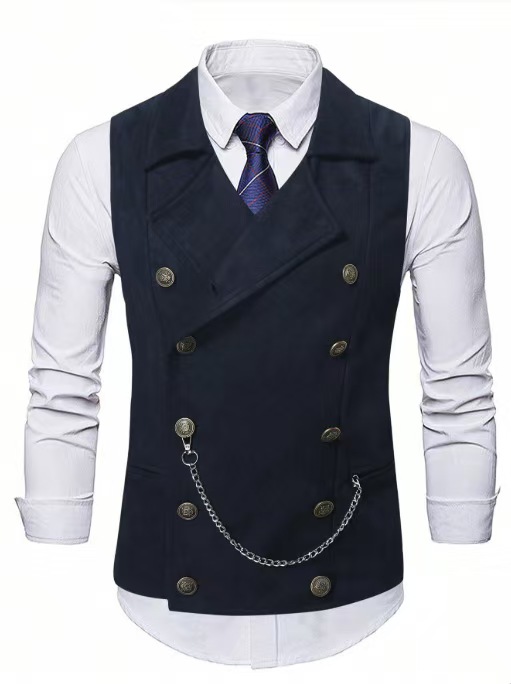 Men's Double Breasted Vest wit - Men Formal Wear Vest のレビューと価格