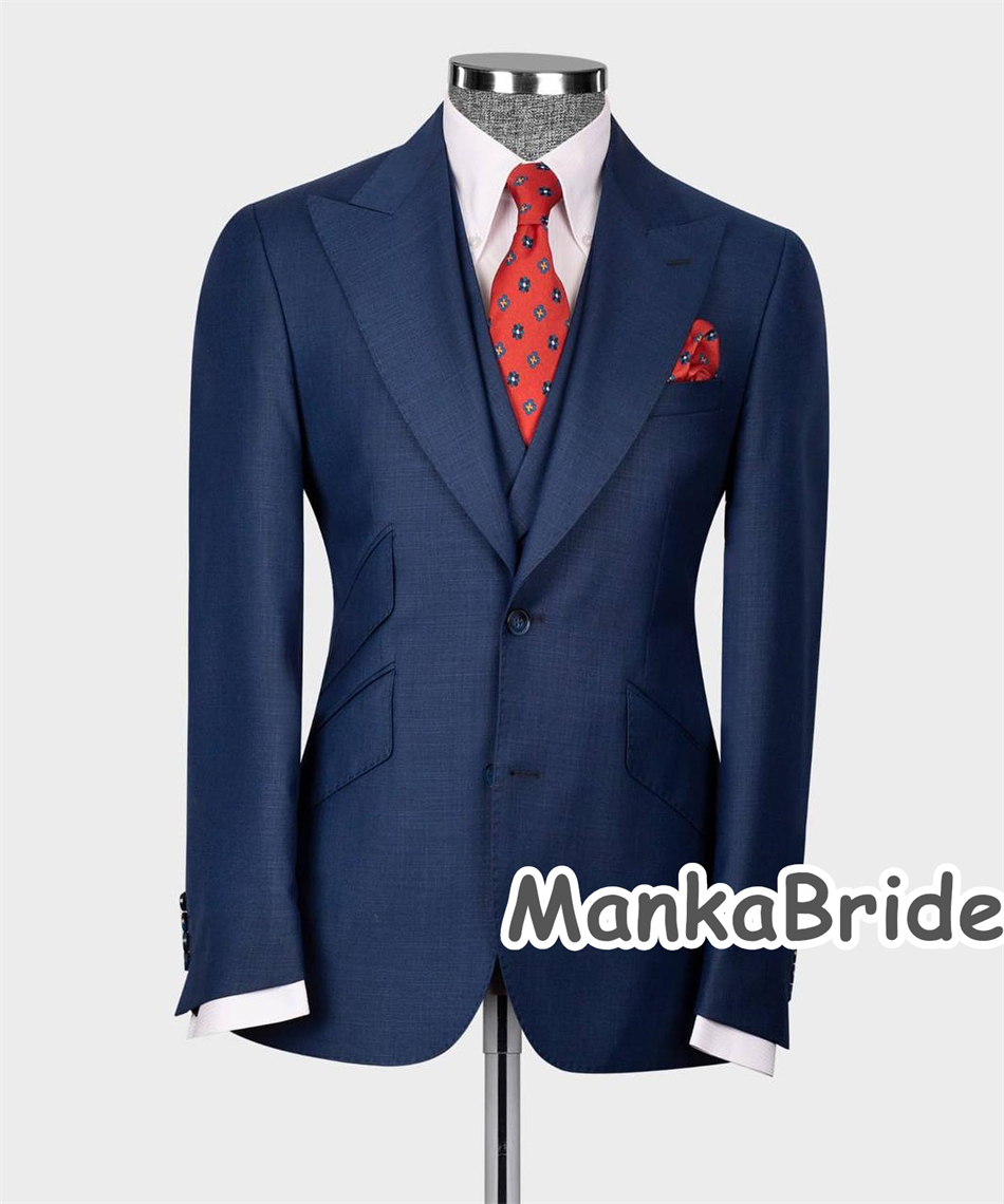 Elegant Navy Blue Classic Wedd - Elegant Formal Men'S Wear のレビューと価格