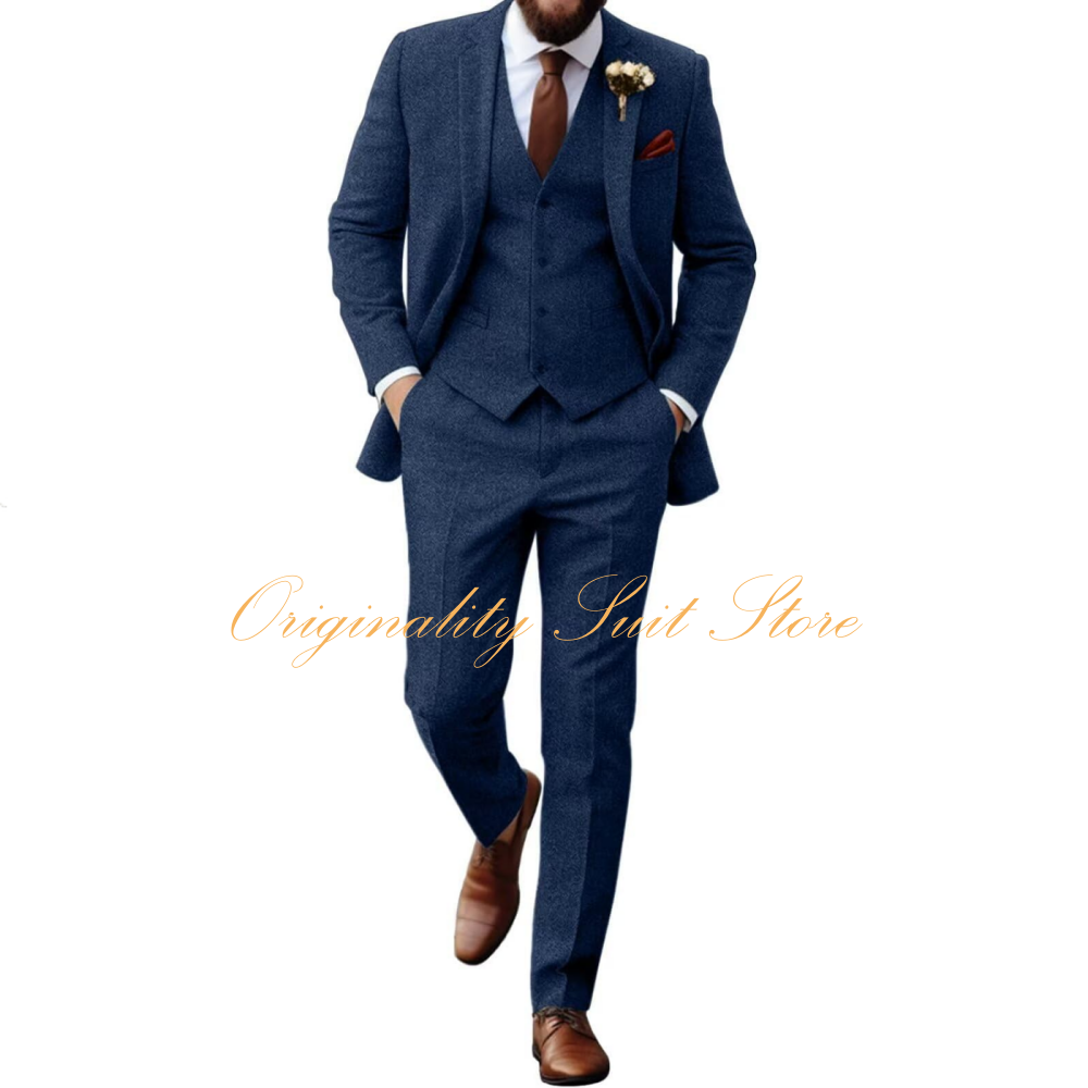 Retro Tweed Herringbone Suit f - Men Formal Wear Wedding のレビューと価格
