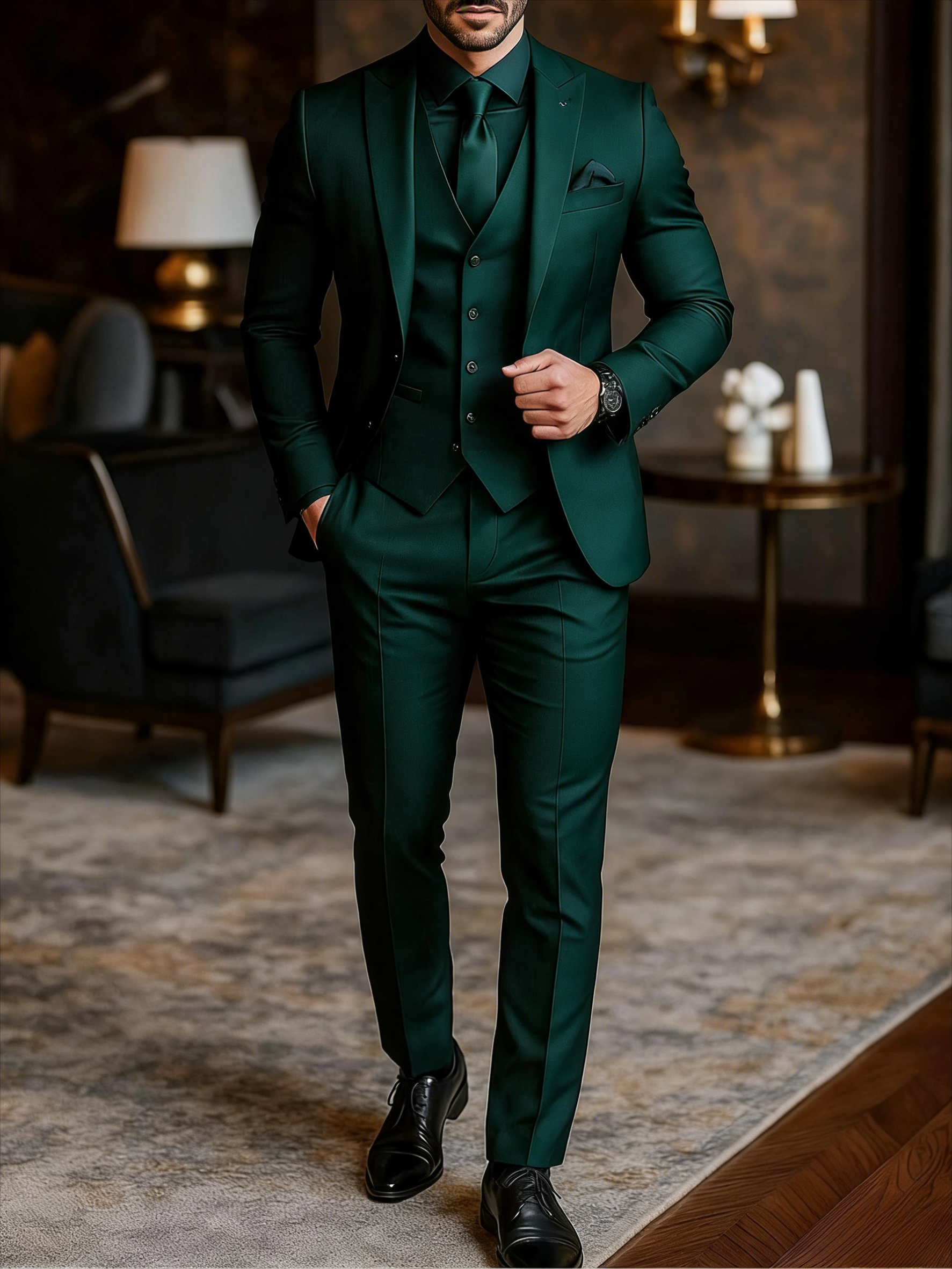 Men 3 Piece Suit Wedding Tuxed - Men Formal Wear Wedding のレビューと価格