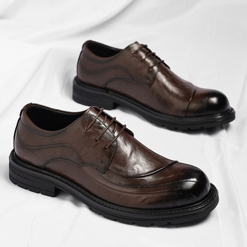 Brown Burnished Genuine Leathe - Formal Wear For Men In Wedding のレビューと価格