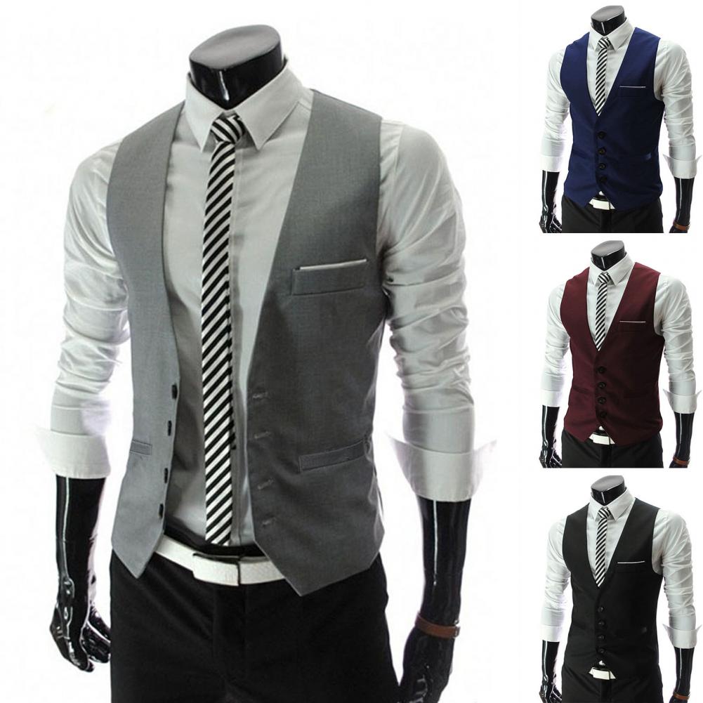 Men Vest Single Breasted Suit  - Men Formal Wear Vest のレビューと価格