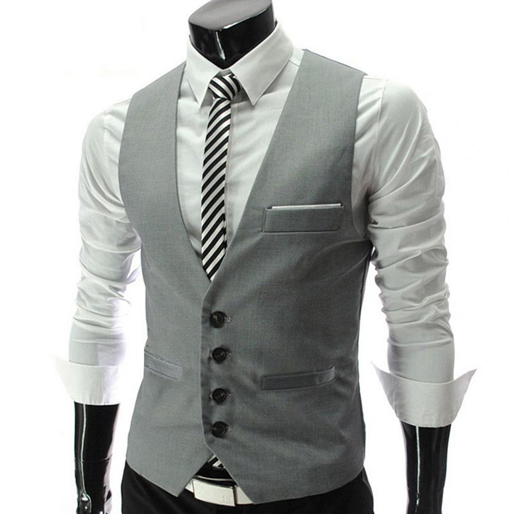 Men Vest Single Breasted Suit  - Men Formal Wear Vest のレビューと価格