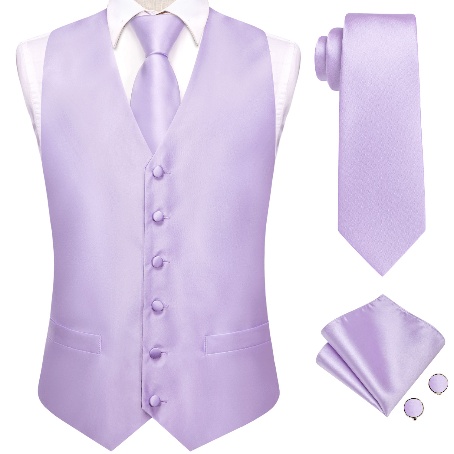 Hi-Tie Solid Voilet Lilac Mens - Men Formal Wear Vest のレビューと価格