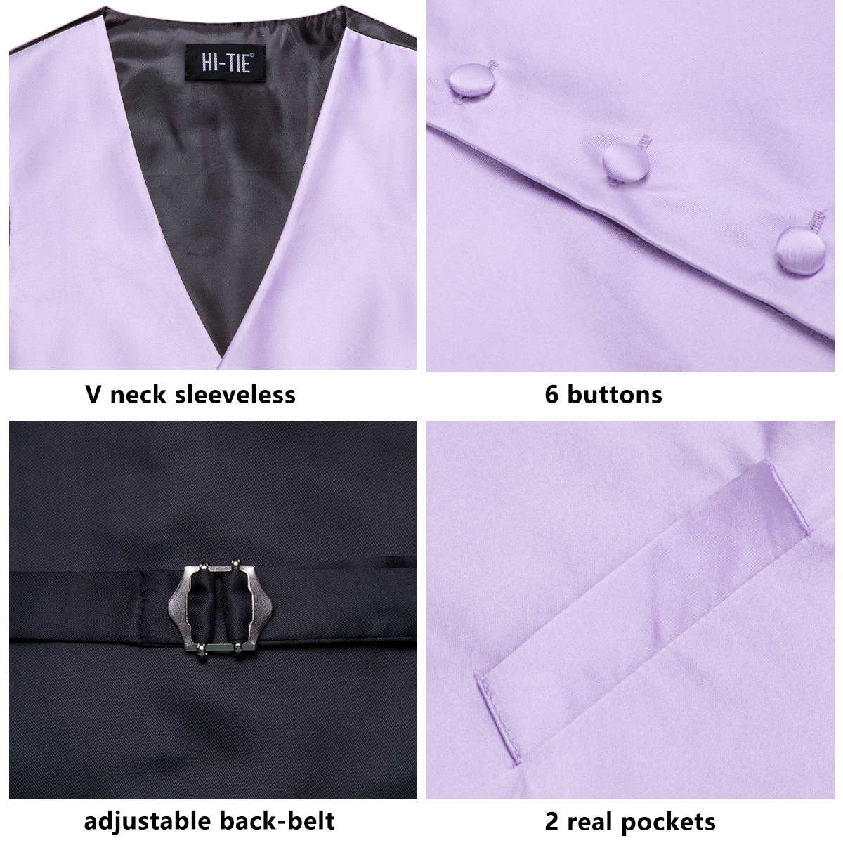 Hi-Tie Solid Voilet Lilac Mens - Men Formal Wear Vest のレビューと価格
