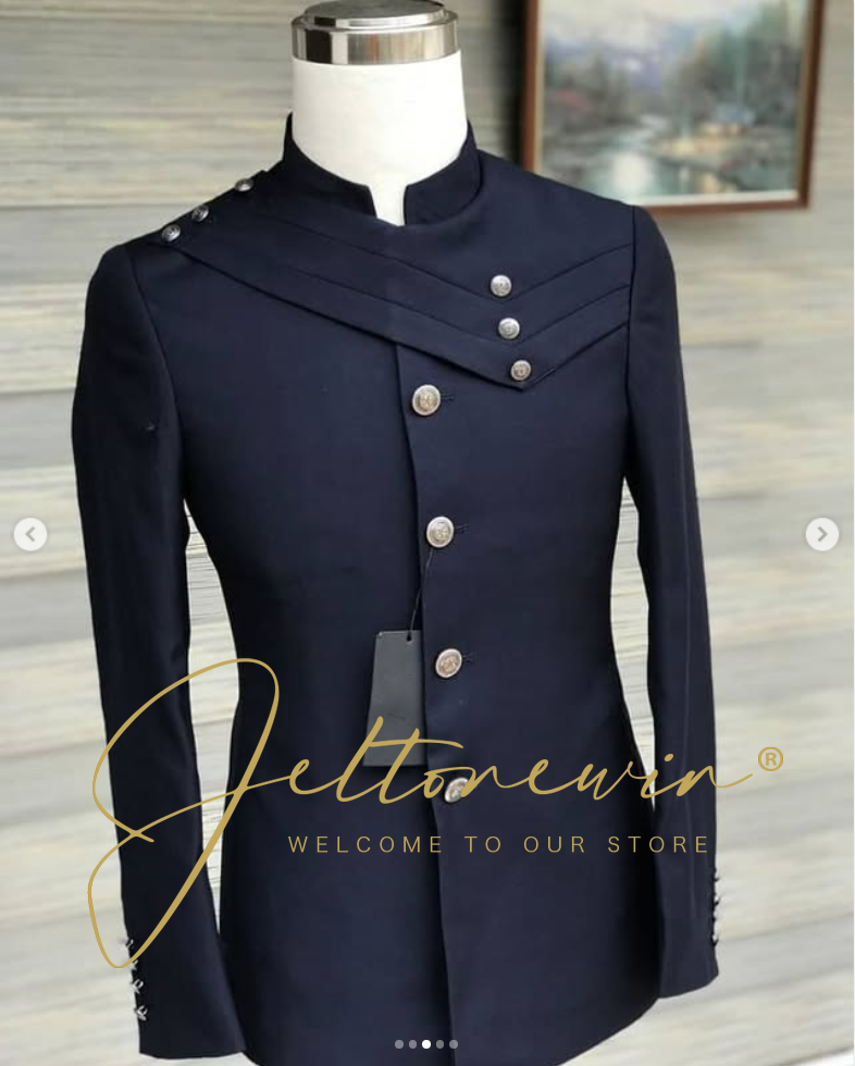 Men's Navy Blue Suit Set with  - Formal Wear For Men In Wedding のレビューと価格