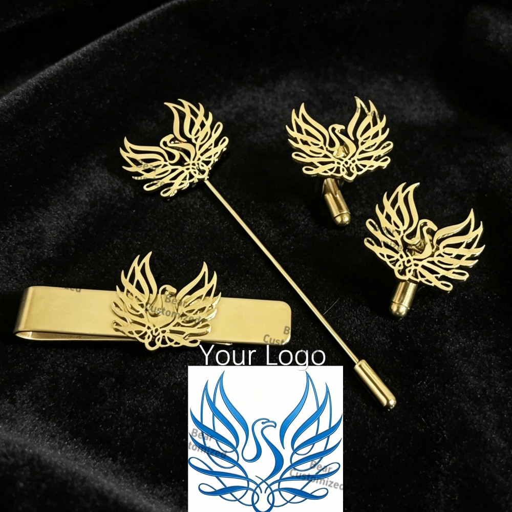 Custom Cufflink Tie Set Bar Pe - Formal Wear For Men In Wedding のレビューと価格