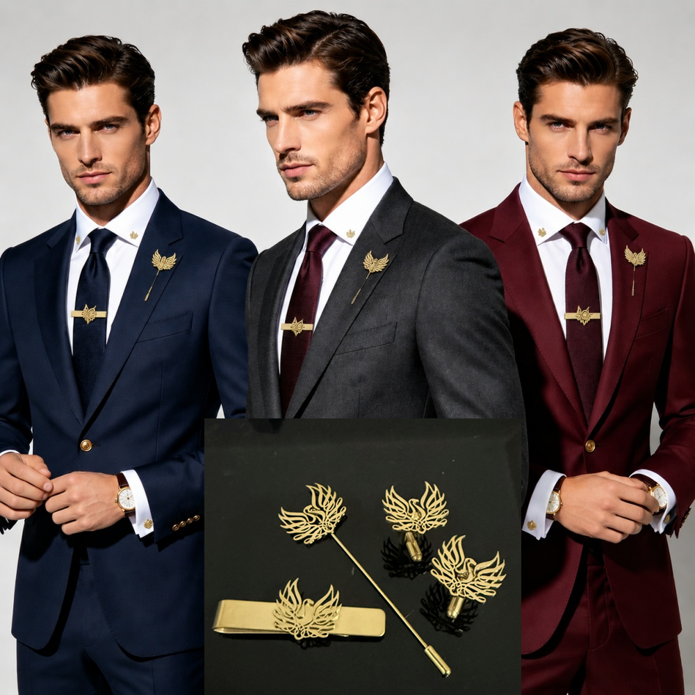 Custom Cufflink Tie Set Bar Pe - Formal Wear For Men In Wedding のレビューと価格