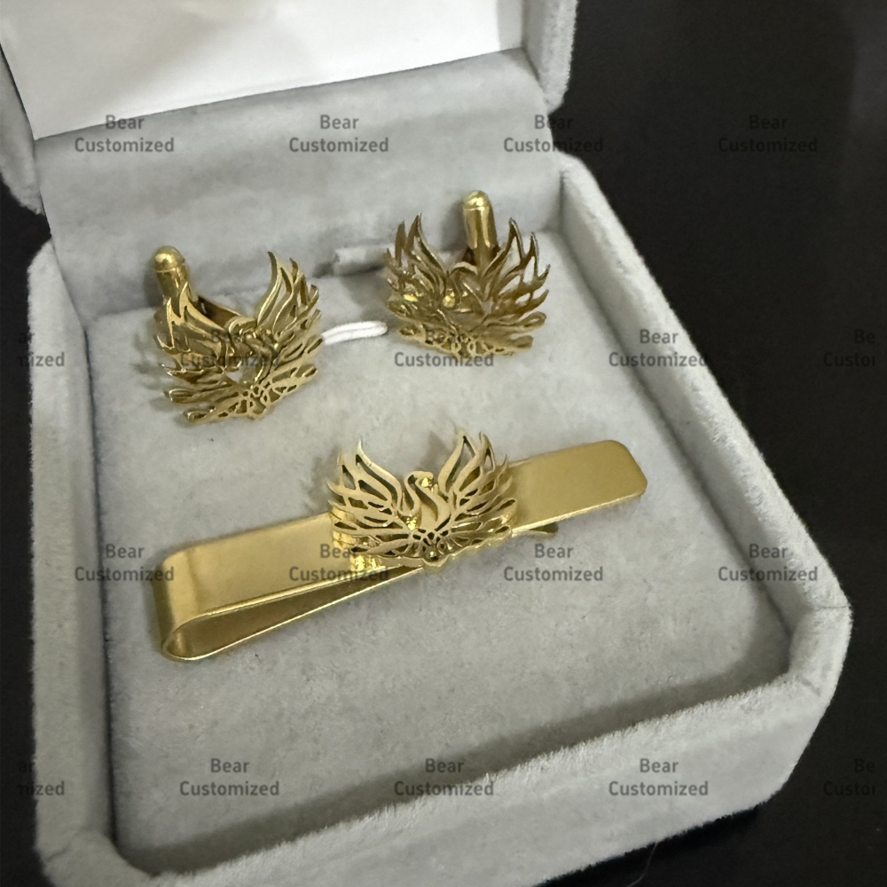 Custom Cufflink Tie Set Bar Pe - Formal Wear For Men In Wedding のレビューと価格