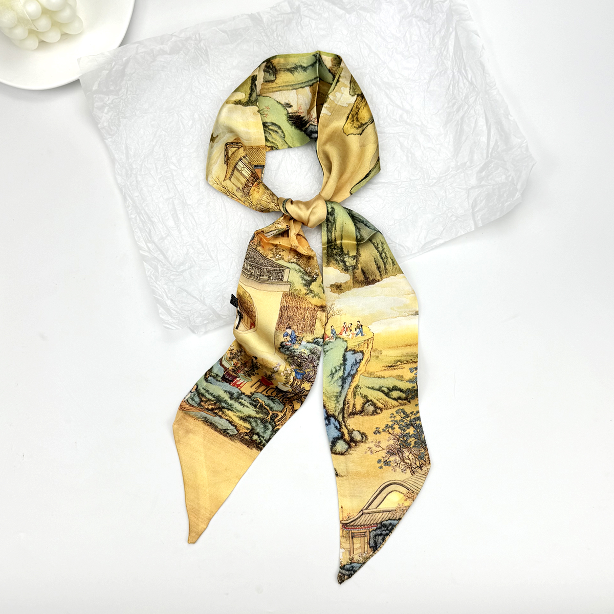 New Ribbon Silk Long Scarf Wom - Silk Tie Woven のレビューと価格