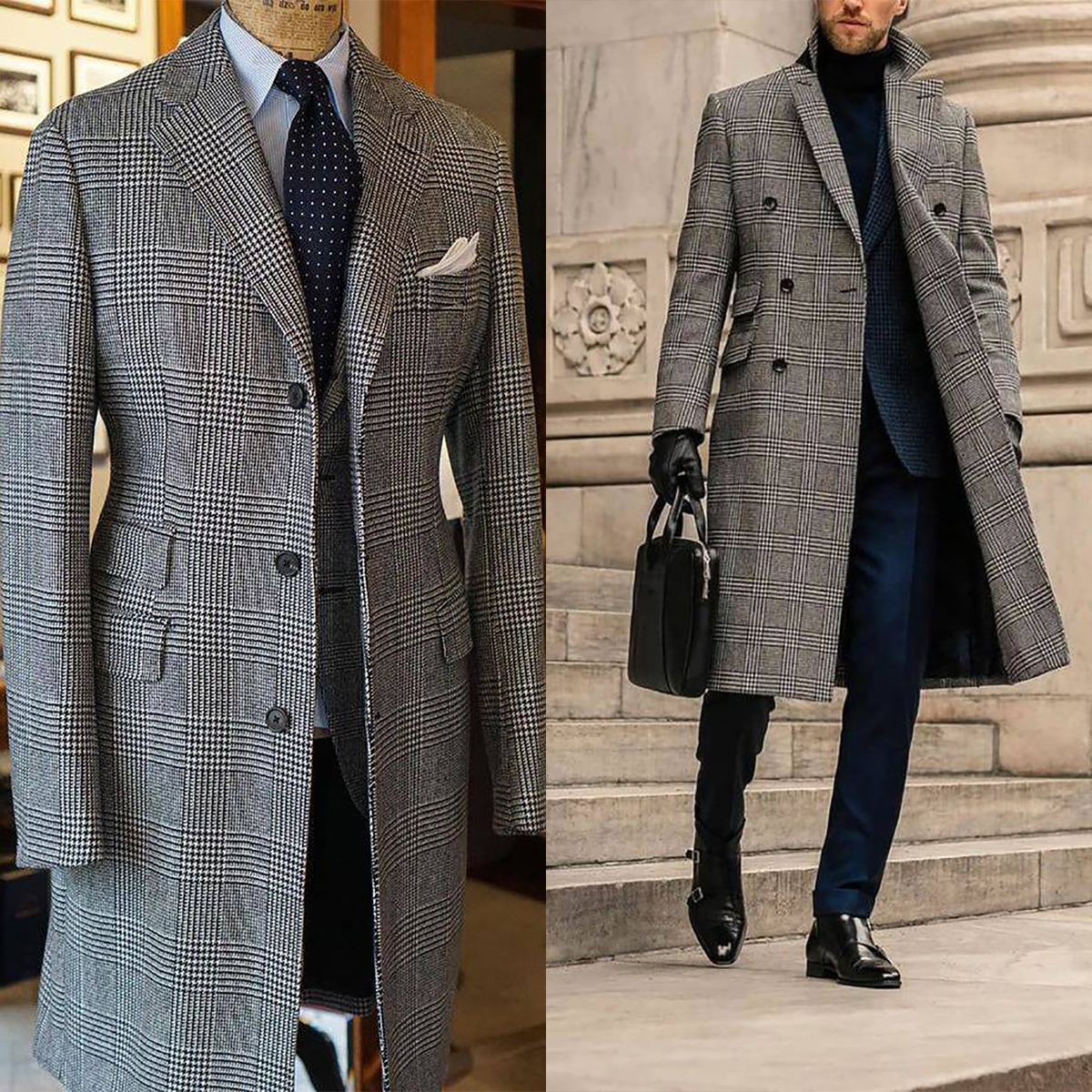 Plaid Woolen Overcoat Jacket F - Men'S Formal Wear In Winter のレビューと価格