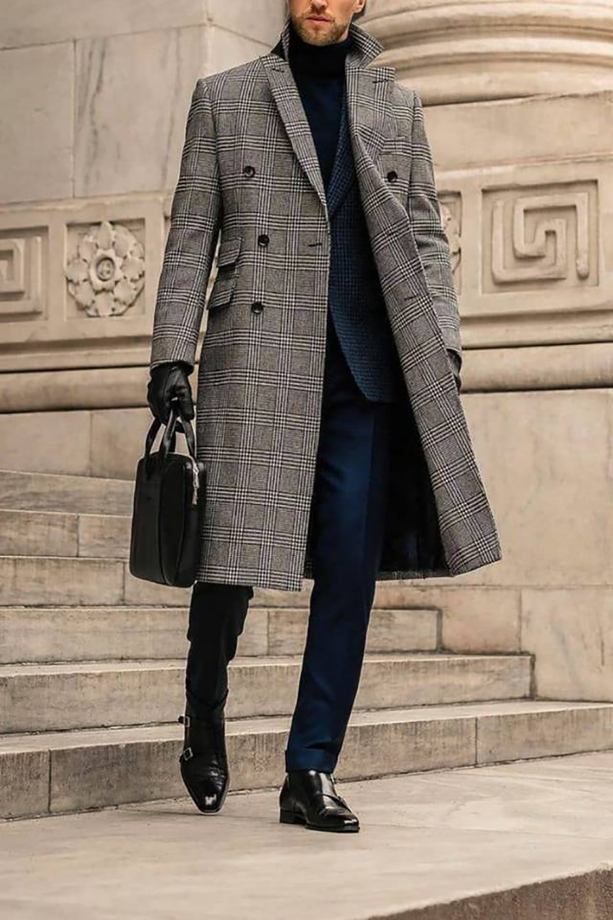 Plaid Woolen Overcoat Jacket F - Men'S Formal Wear In Winter のレビューと価格