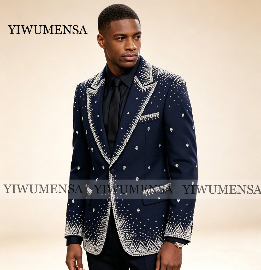 Brilliant Rhinestone Men Suit  - Formal Wear For Men In Wedding のレビューと価格