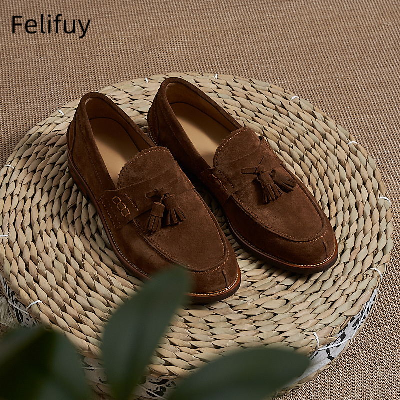 New Brown Men Flat Loafers Cow - Formal Wear For Men In Wedding のレビューと価格