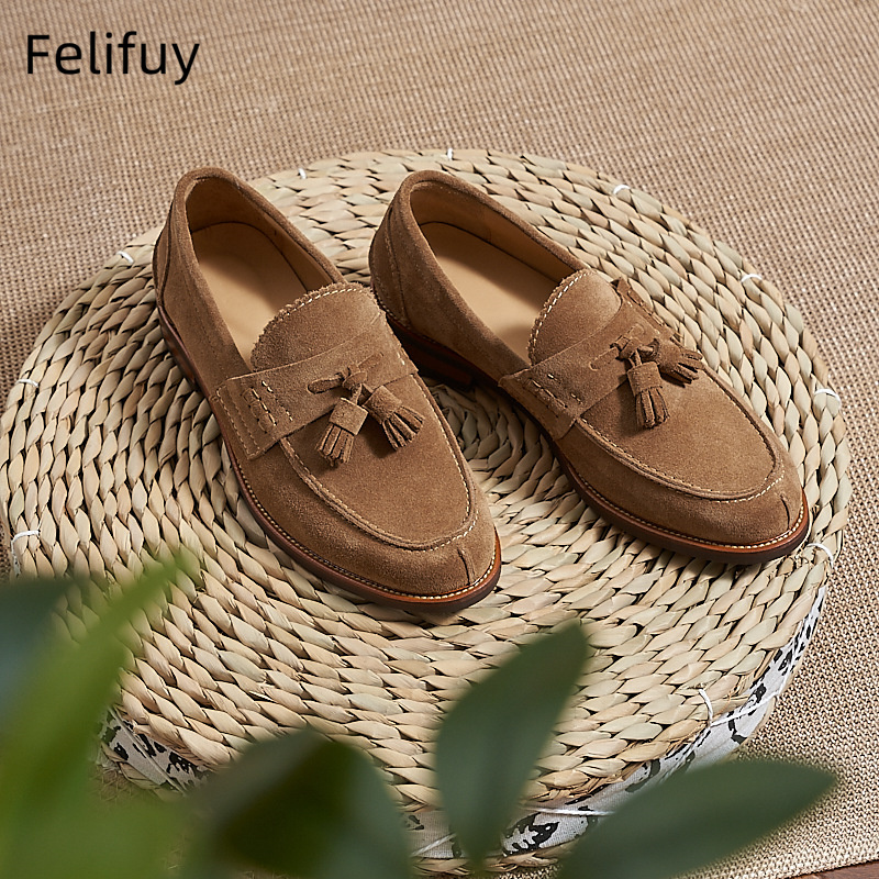 New Brown Men Flat Loafers Cow - Formal Wear For Men In Wedding のレビューと価格