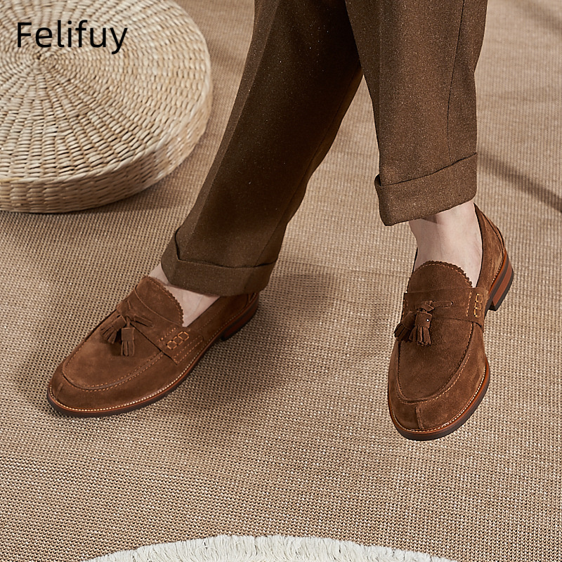 New Brown Men Flat Loafers Cow - Formal Wear For Men In Wedding のレビューと価格
