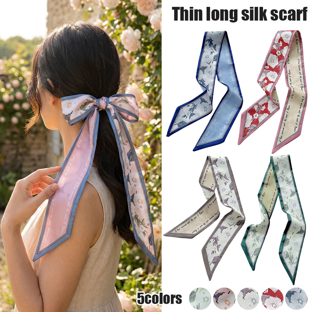 Floral Silk Satin Scarf Narrow - Silk Tie Woven のレビューと価格