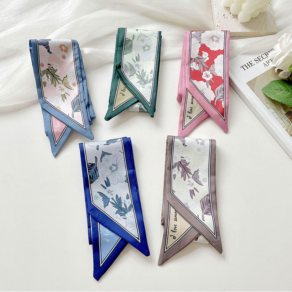 Floral Silk Satin Scarf Narrow - Silk Tie Woven のレビューと価格