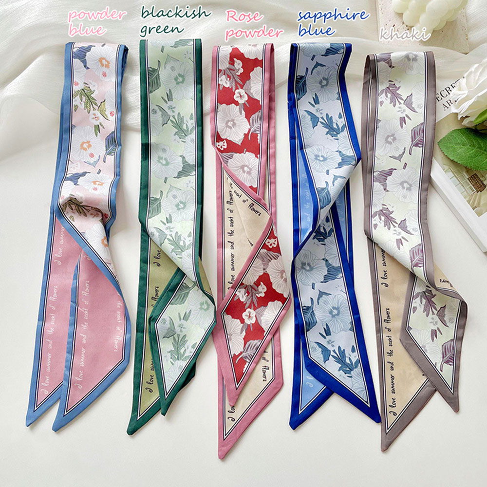 Floral Silk Satin Scarf Narrow - Silk Tie Woven のレビューと価格