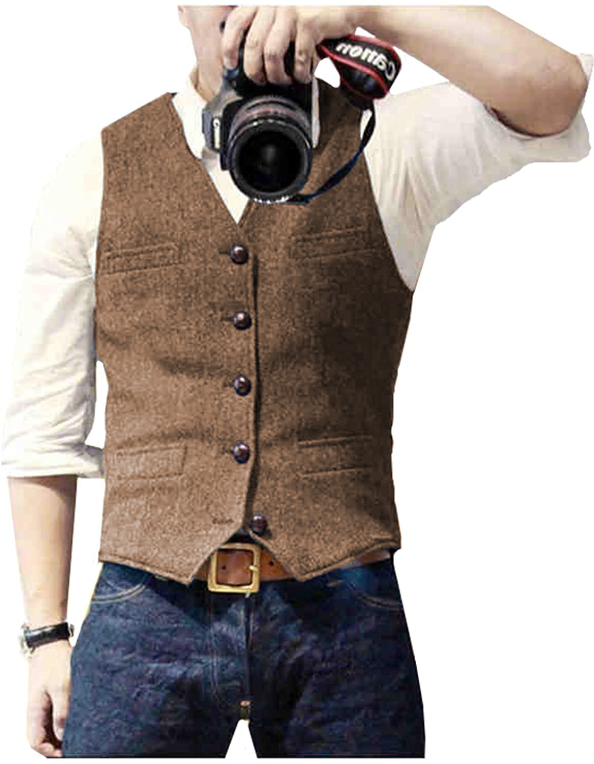 Men's Suit Vest V Neck Wool He - Men Formal Wear Vest のレビューと価格