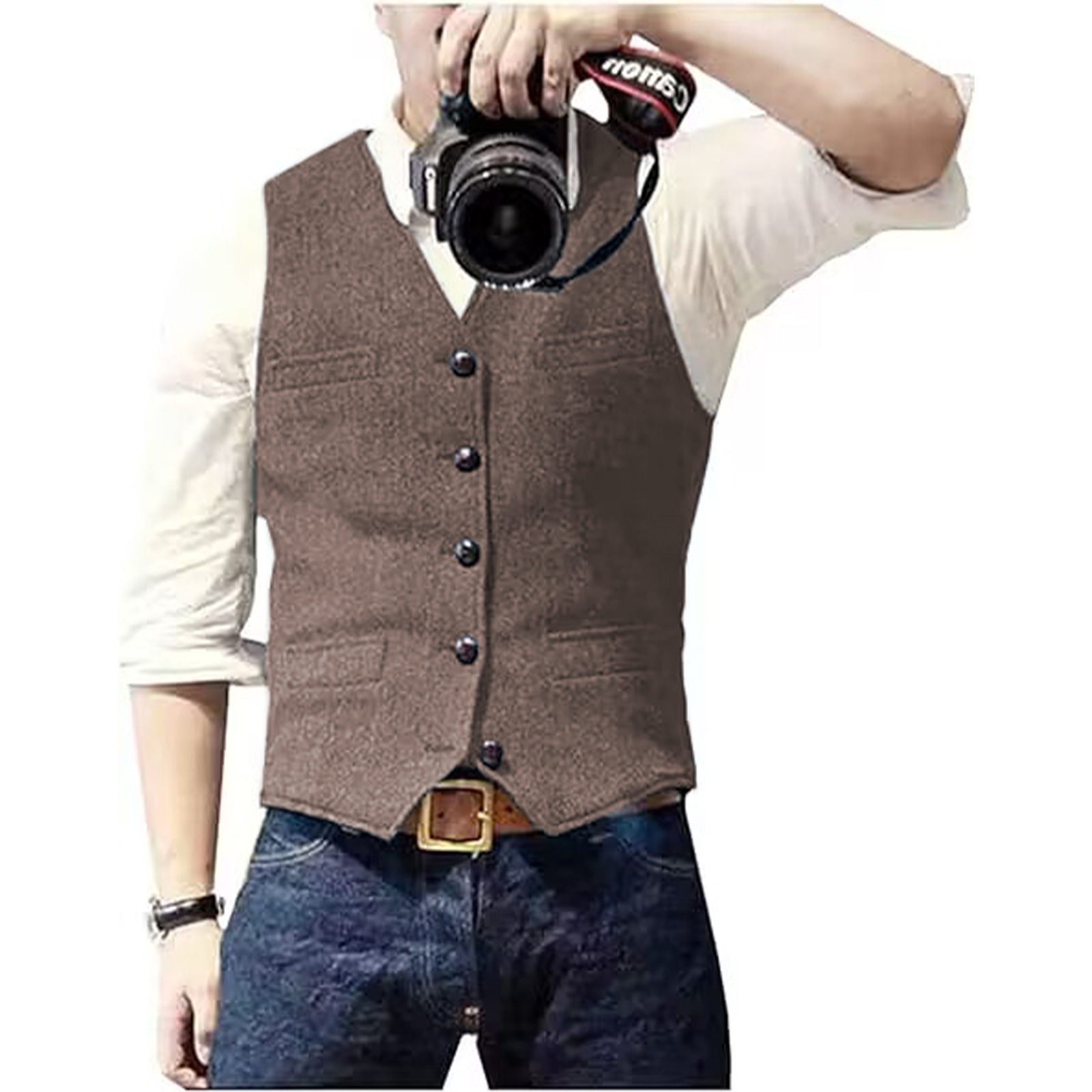 Men's Suit Vest V Neck Wool He - Men Formal Wear Vest のレビューと価格