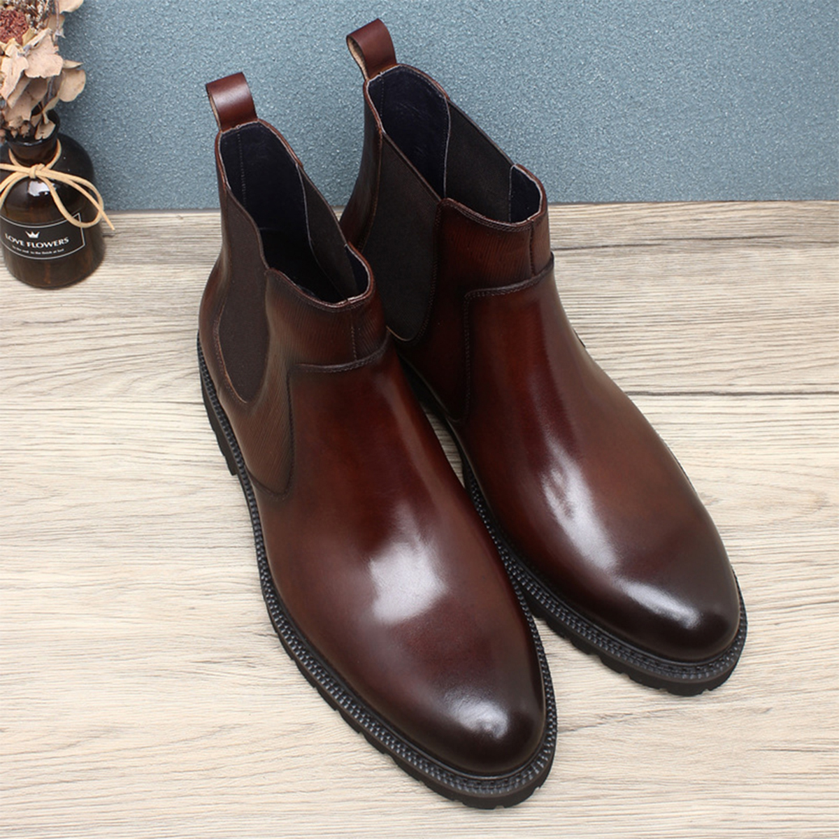 Men's Brown Leather Chelsea An - Men'S Formal Wear In Winter のレビューと価格
