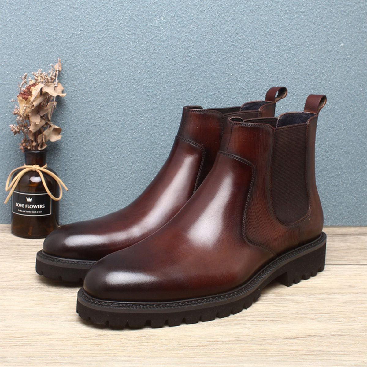 Men's Brown Leather Chelsea An - Men'S Formal Wear In Winter のレビューと価格
