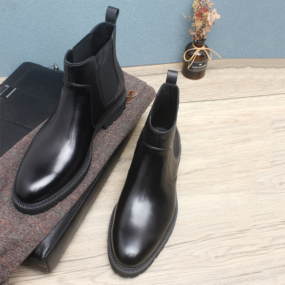 Men's Brown Leather Chelsea An - Men'S Formal Wear In Winter のレビューと価格