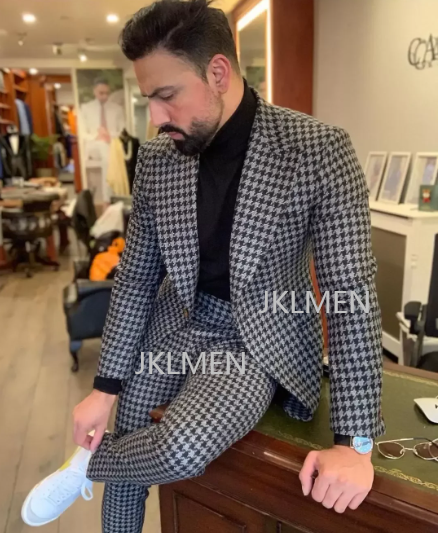 Houndstooth Mens Suits 2PCS We - Formal Wear For Men In Wedding のレビューと価格